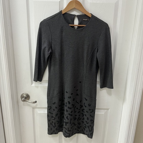 J McLaughlin Gray Black Animal Print Ladies Dress X-Small Comfortable Career - Picture 9 of 10